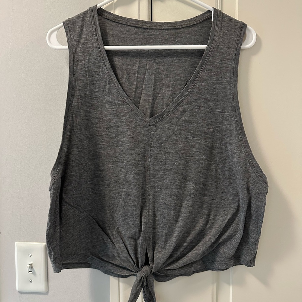 Gray Sleeveless Tie-Front Top